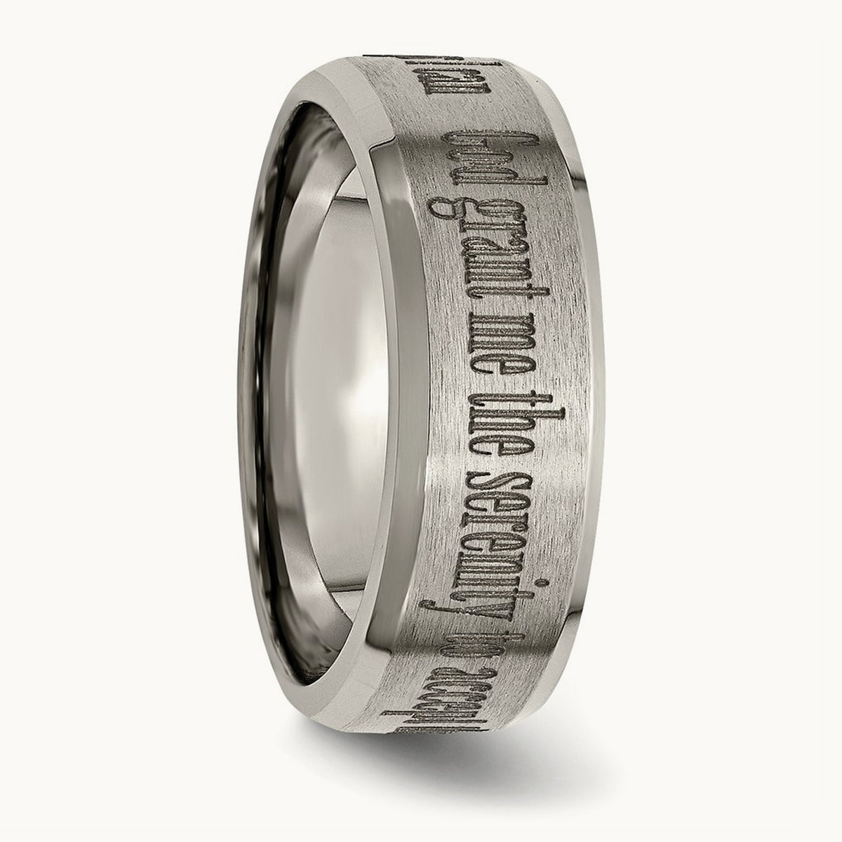 Brushed & Polished Serenity Laser Design Beveled Band — photo set