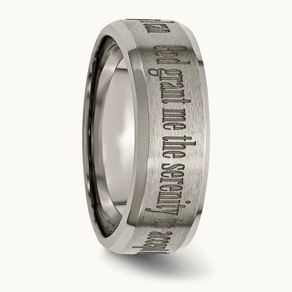 Brushed & Polished Serenity Laser Design Beveled Band — photo set
