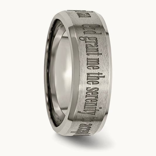 Brushed & Polished Serenity Laser Design Beveled Band — photo set
