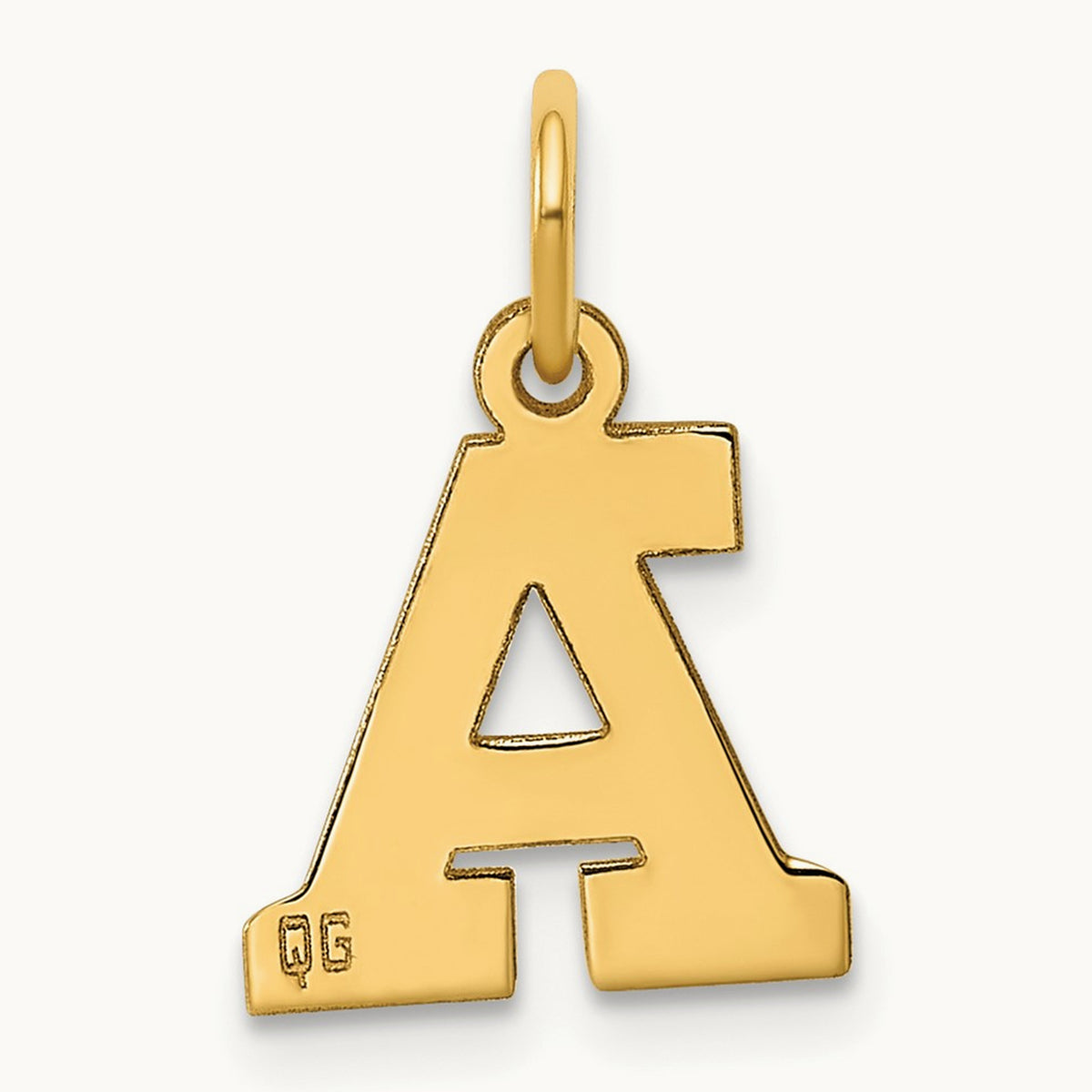 Small Block Initial Charm — 14K Yellow Gold, A