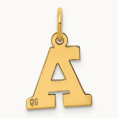 Small Block Initial Charm — 14K Yellow Gold, A
