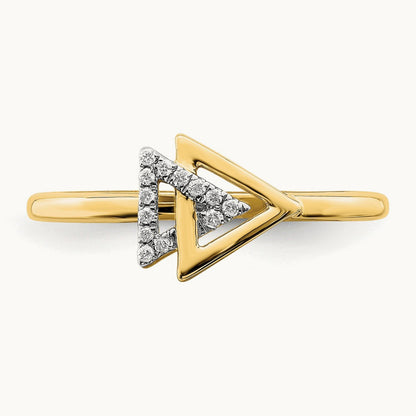 Polished Double Triangle Diamond Ring, 14K
