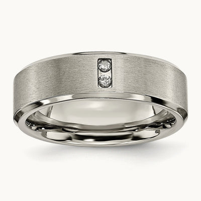 Brushed Center 1/20ct Diamond Band, 7mm, Titanium