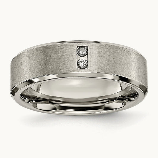 Brushed Center 1/20ct Diamond Band, 7mm, Titanium