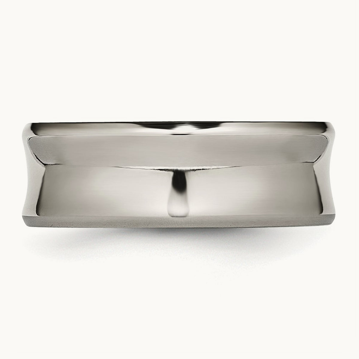 Polished Concave Beveled Edge Band, 8mm, Titanium
