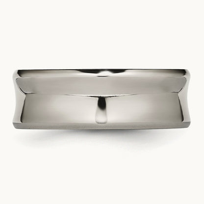 Polished Concave Beveled Edge Band, 8mm, Titanium