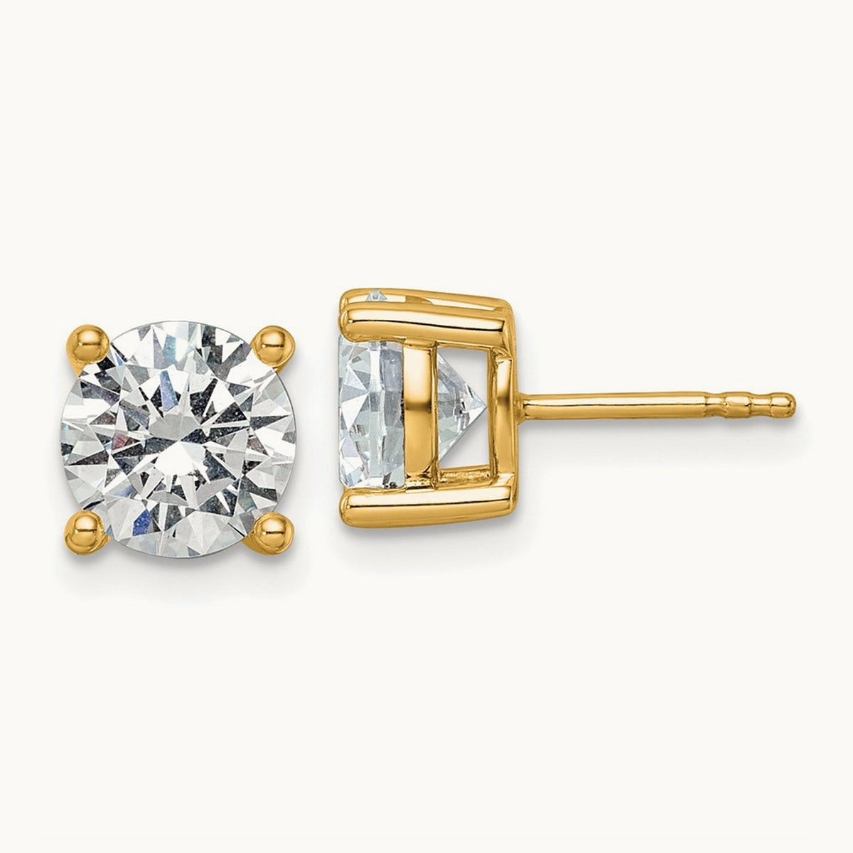 Round Lightweight Earrings, 0.25-6.00 ct tw Lab-Grown Diamond — 3 ct, 10K Yellow Gold