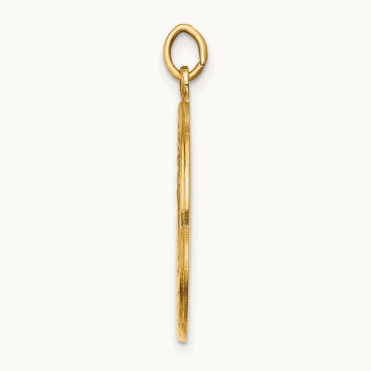Solid Polished/Satin Medium Round St. Christopher Medal, 14K