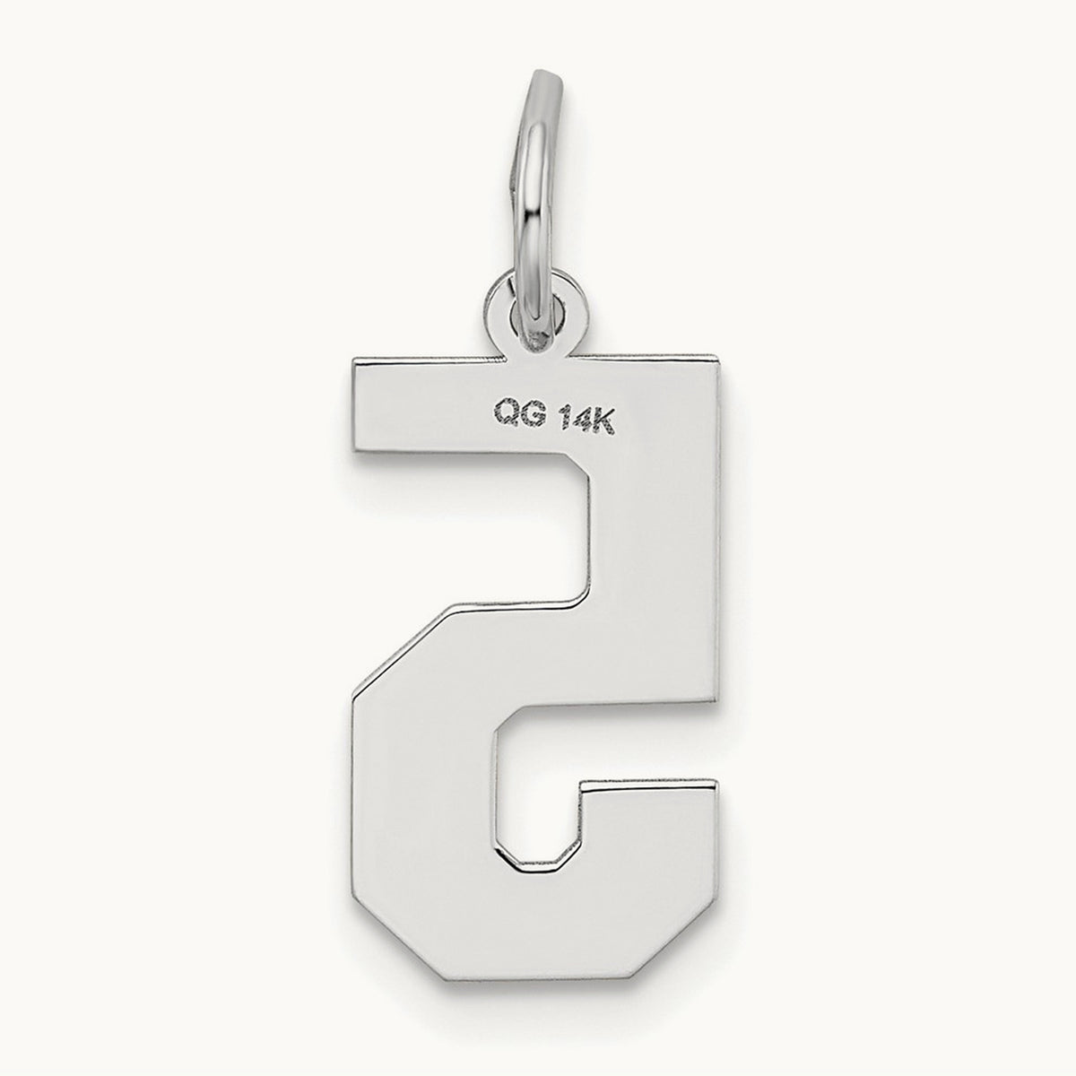Medium Satin Number 5 Charm — 14K White Gold