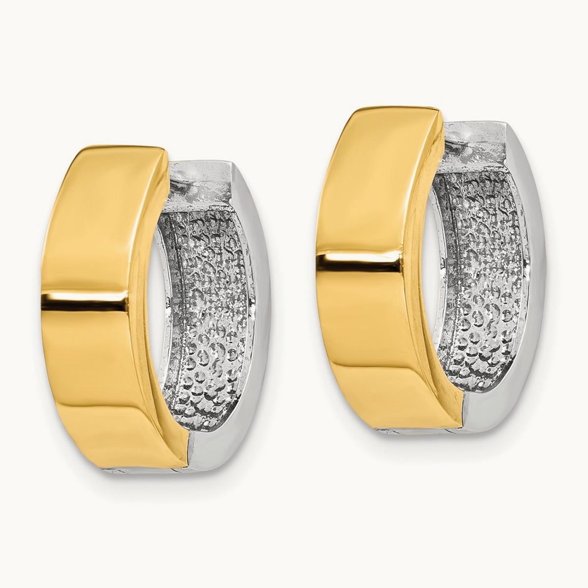 Round Hinged Hoop Earrings, 14K Two-tone