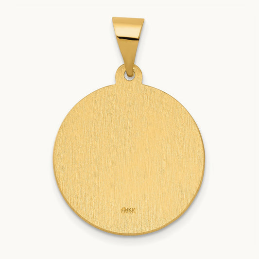 Polished/Satin Hollow Spanish San Jose Medal Pendant, 14K