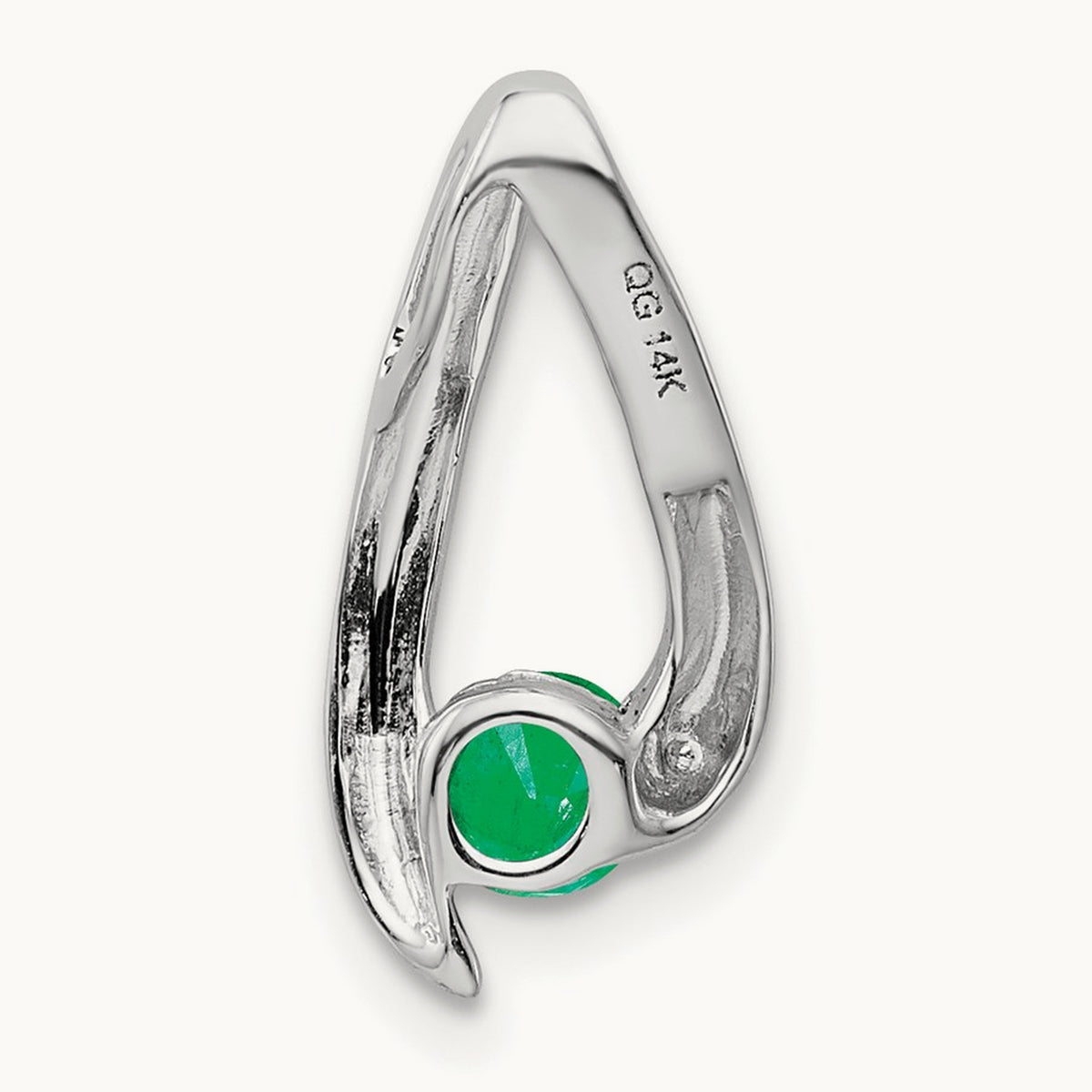 Emerald Pendant — 14K White Gold