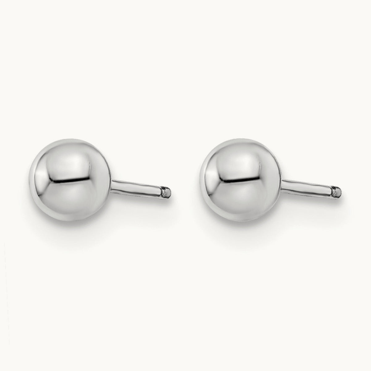 Polished Ball Post Earrings — 14K White Gold, 4mm