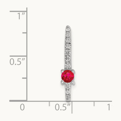 Diamond and .18 Ruby Fancy Chain Slide, 14K White Gold