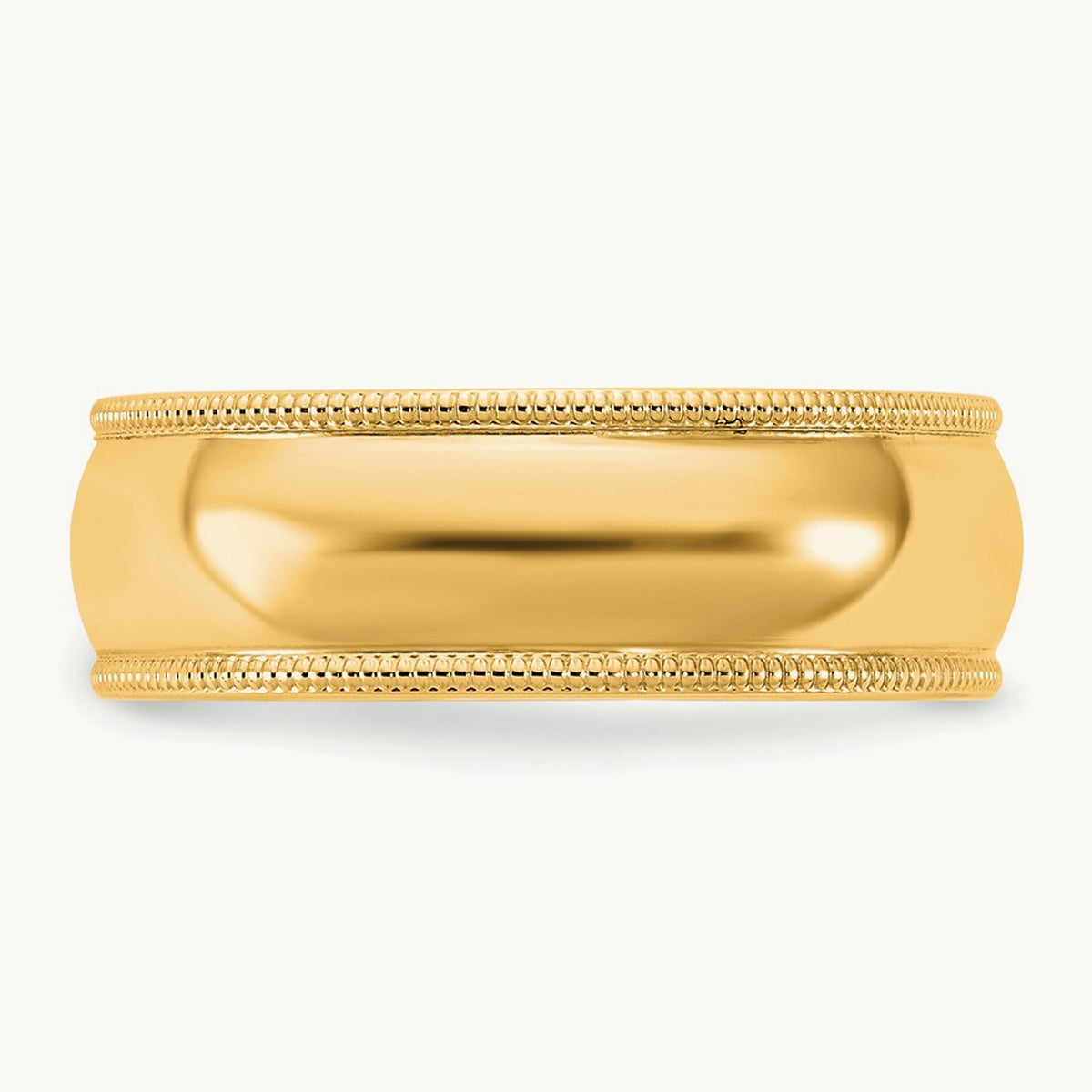 Milgrain Half Round Band, 6.5mm, 10K Yellow Gold
