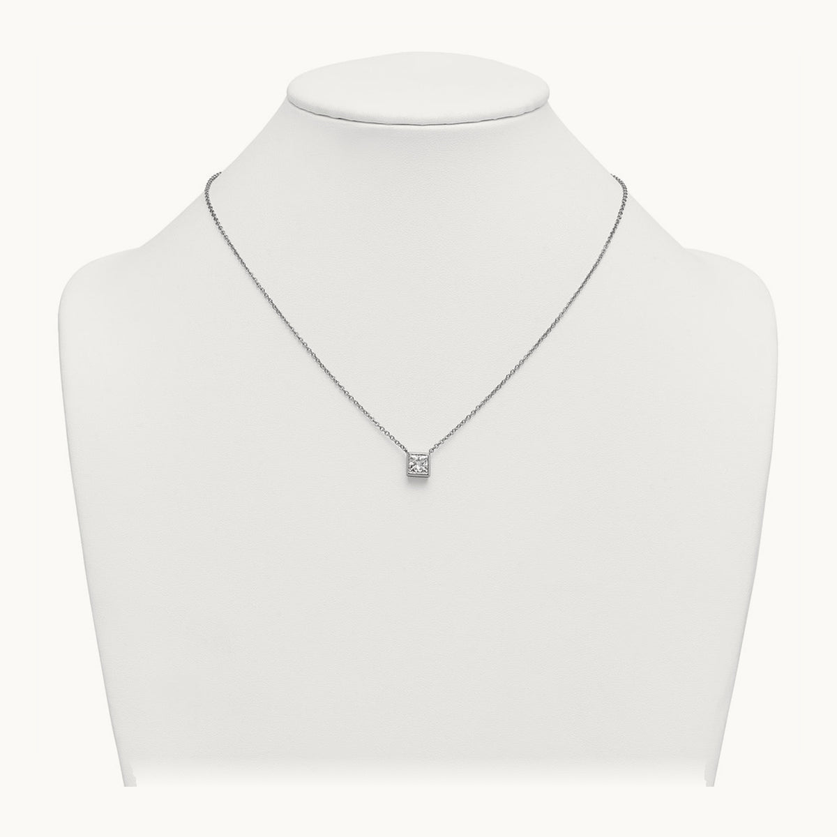 Princess Bezel Set Pendant, 1.00-4.00 ct tw Lab-Grown Diamond — 1 1/2 ct, 14K White Gold