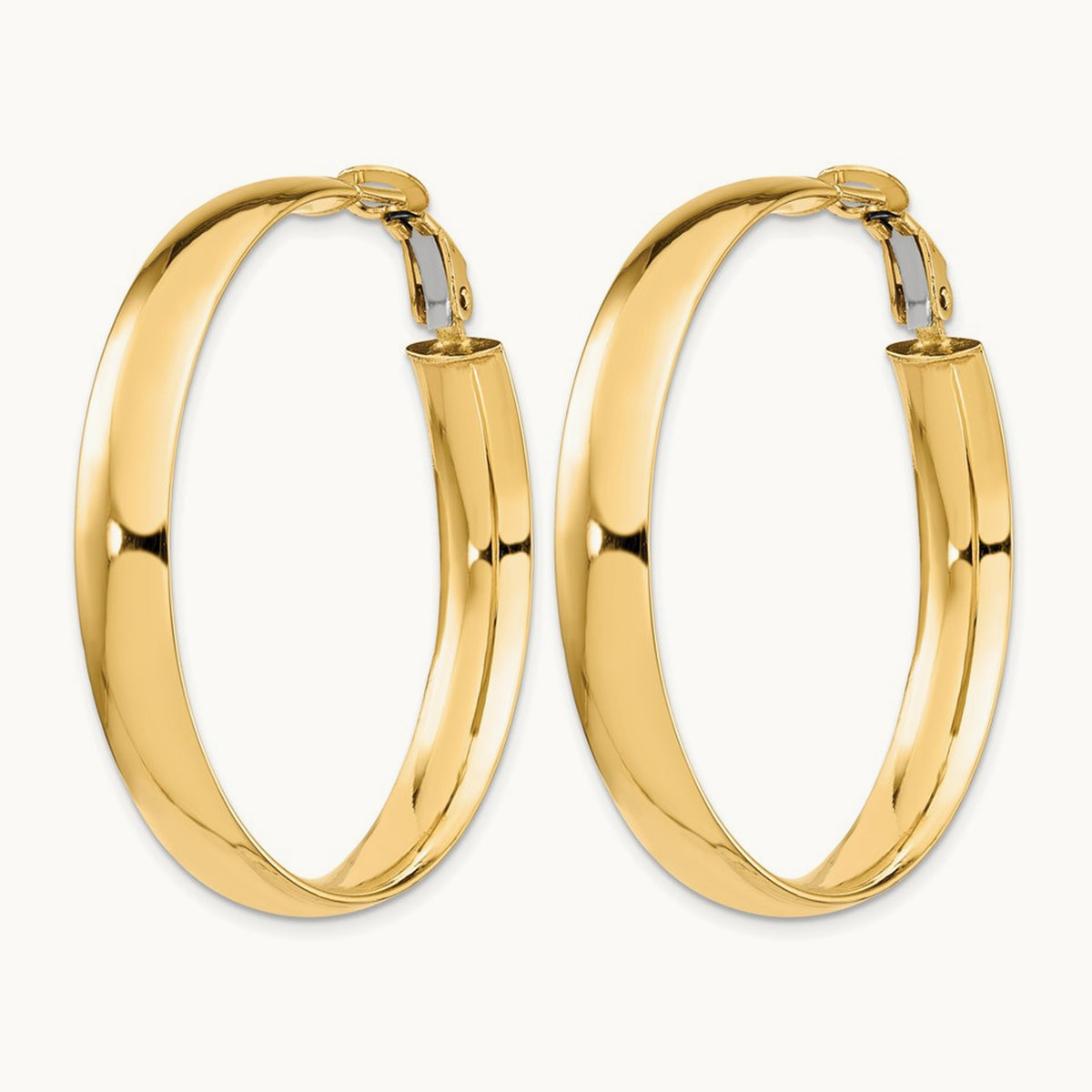 High Polished Omega Back Hoop Earrings, 14K — Leslie's