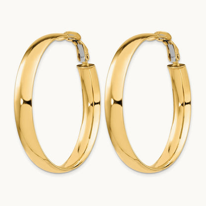 High Polished Omega Back Hoop Earrings, 14K — Leslie's