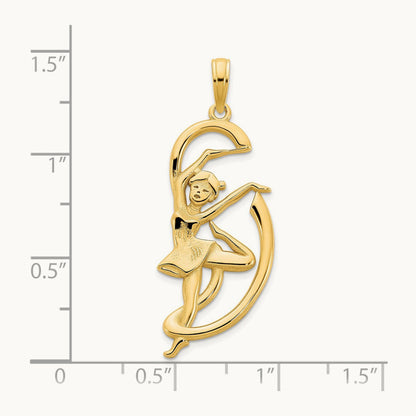 Gymnast w/ Ribbon Pendant, 14K