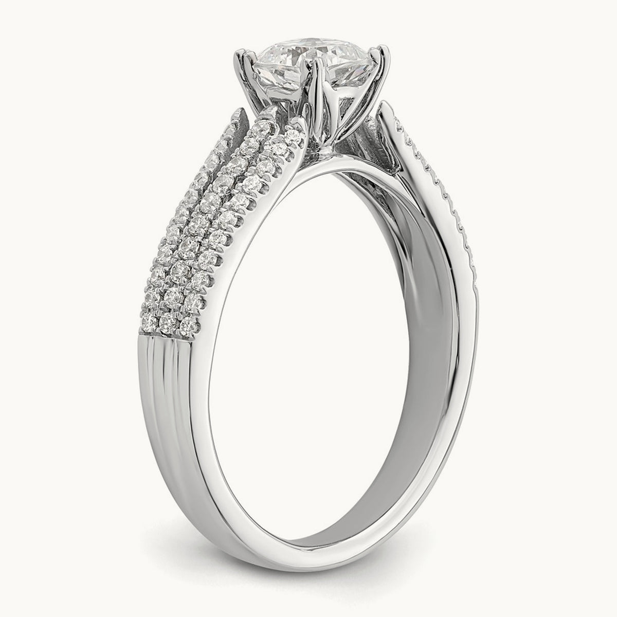 3-Row Cushion Semi-Mount Engagement Ring — 1/2 ct, 7