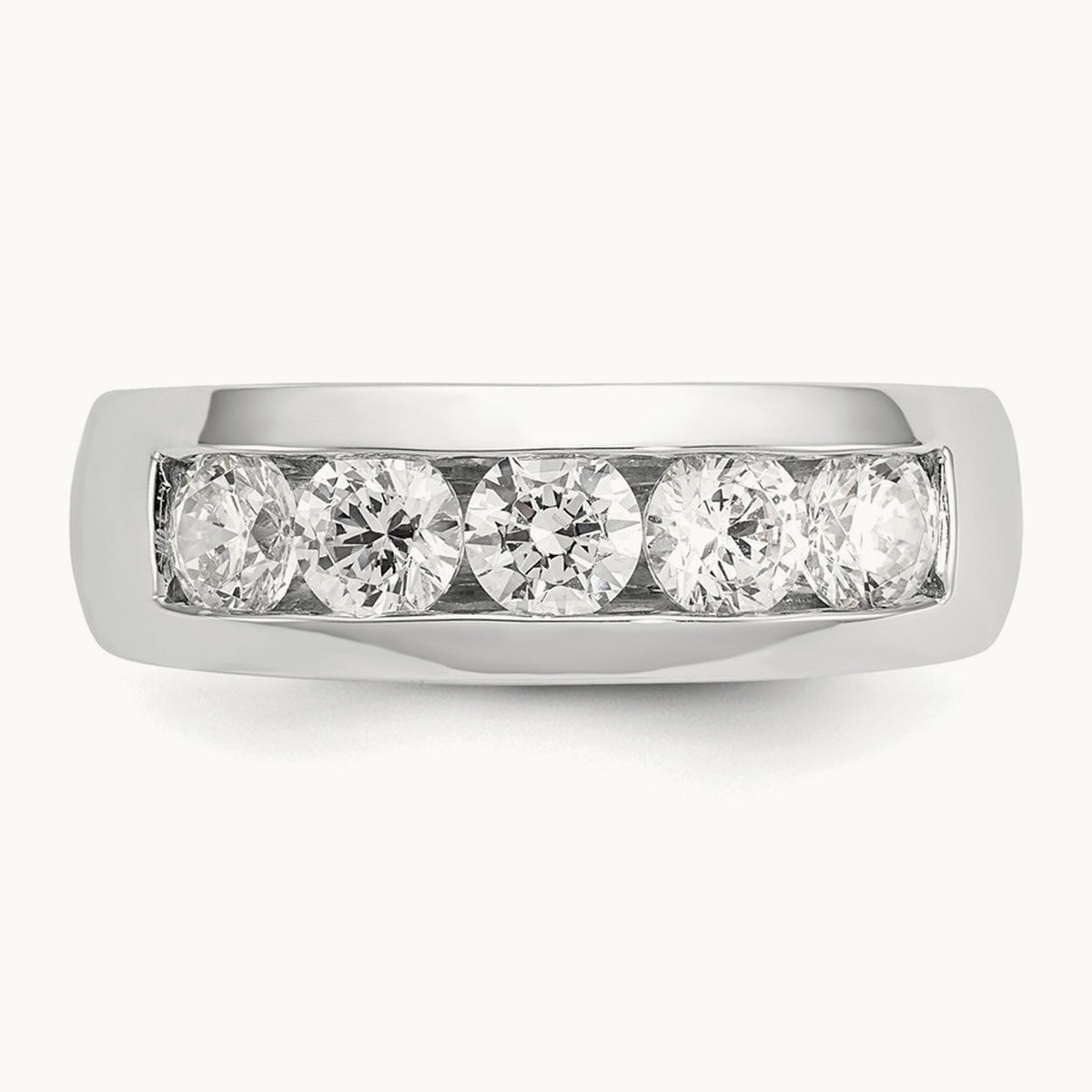 5-Stone Diamond Channel Band, 14K White Gold
