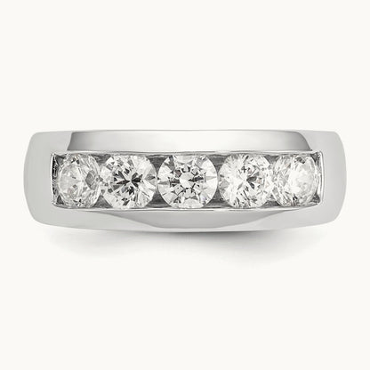 5-Stone Diamond Channel Band, 14K White Gold