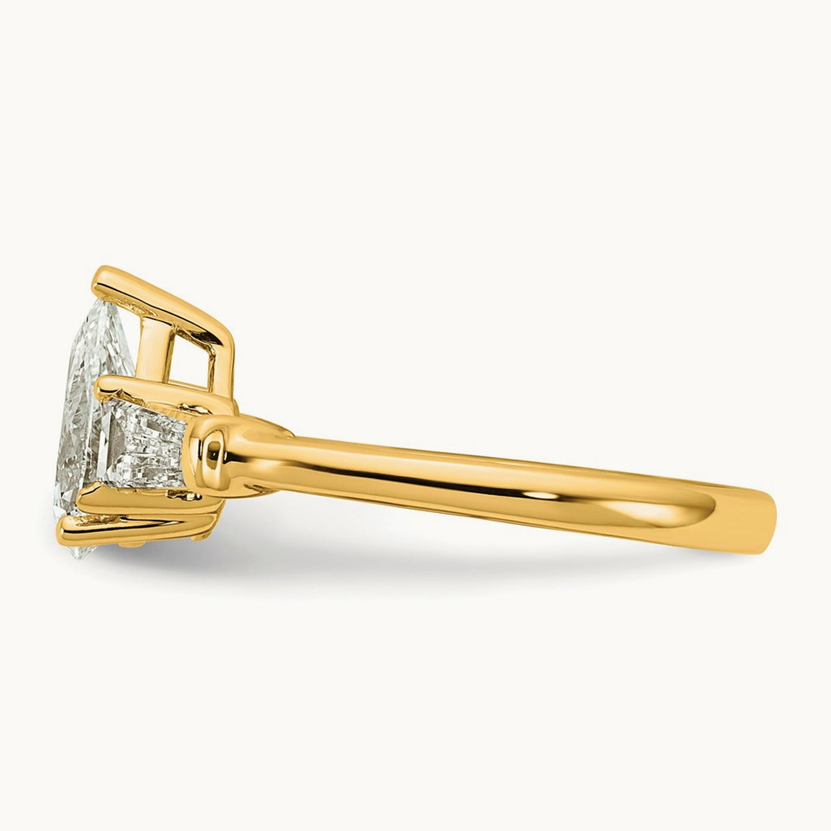 Pear/Baguette Engagement Ring — 14K Yellow Gold, 1 1/2 ct, 7