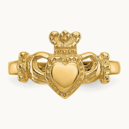 Polished Ladies Claddagh Ring, 14K