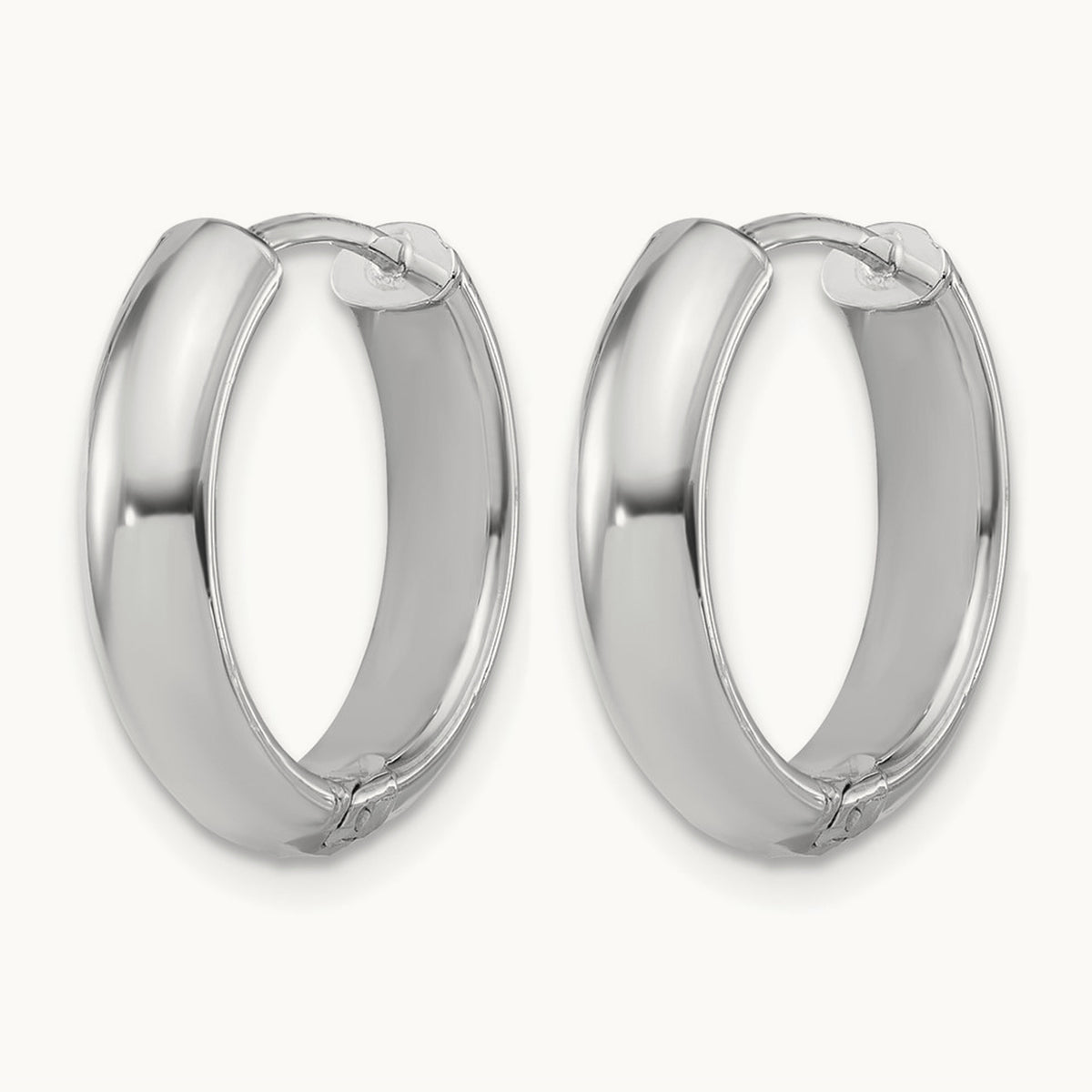 ' with White Rhodium-plated Polish/Diamond-cut Hinged Hoop Earrings — 14K Two-Tone Gold