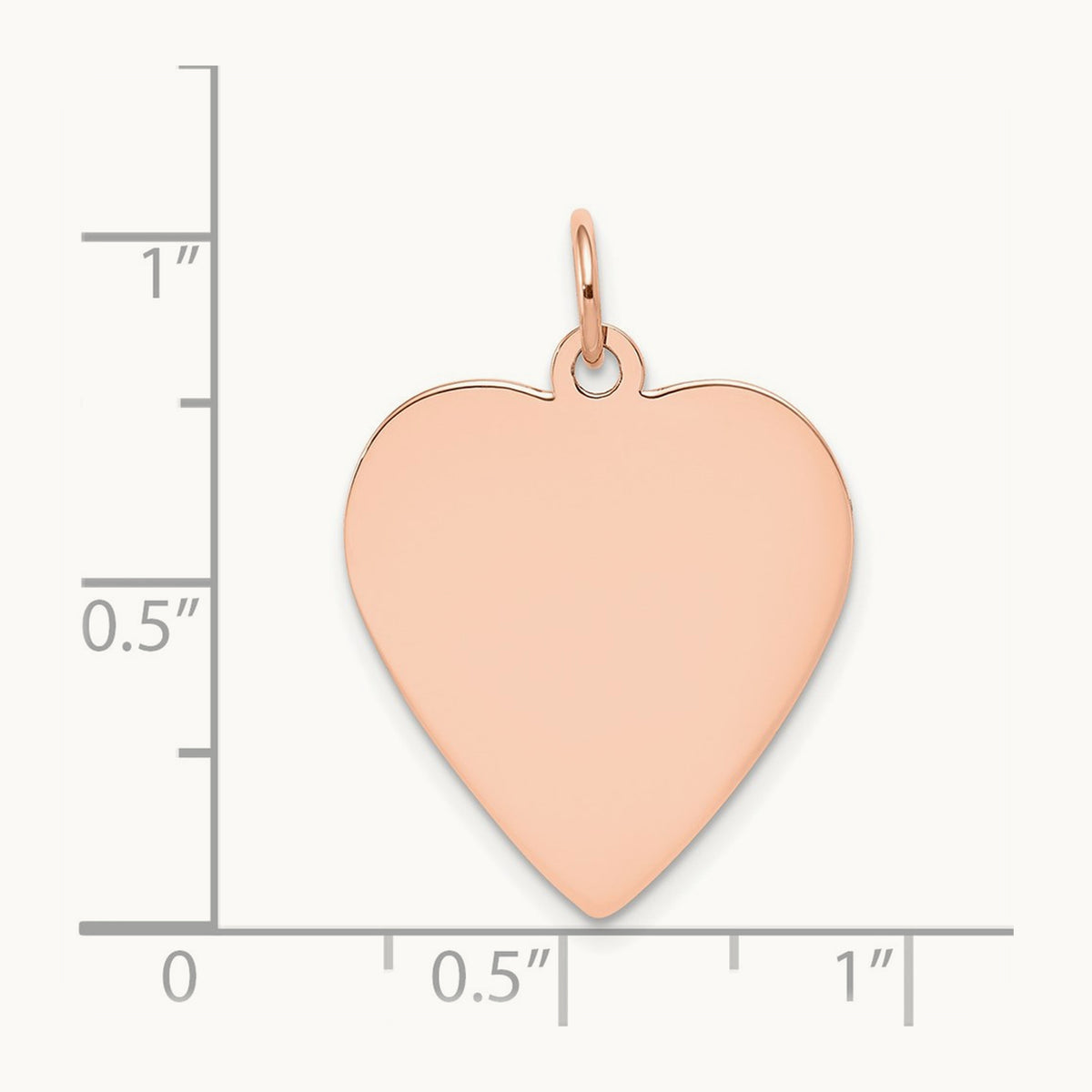 Plain .027 Gauge Engraveable Heart Disc Charm — 14K Rose Gold, 27mm