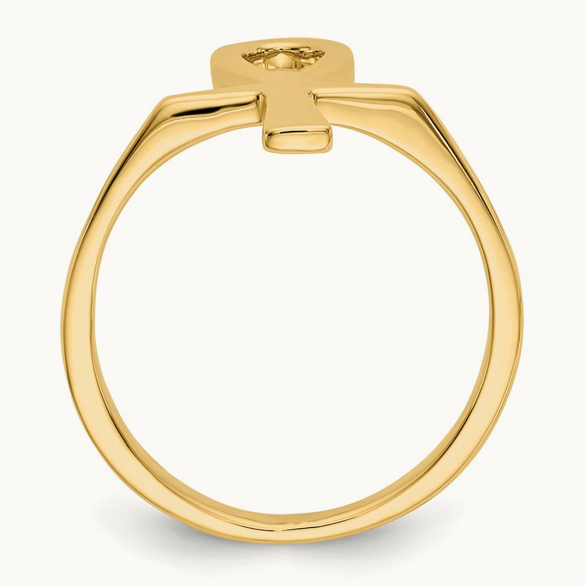 Polished Ankh Egyptian Cross Ring, 14K