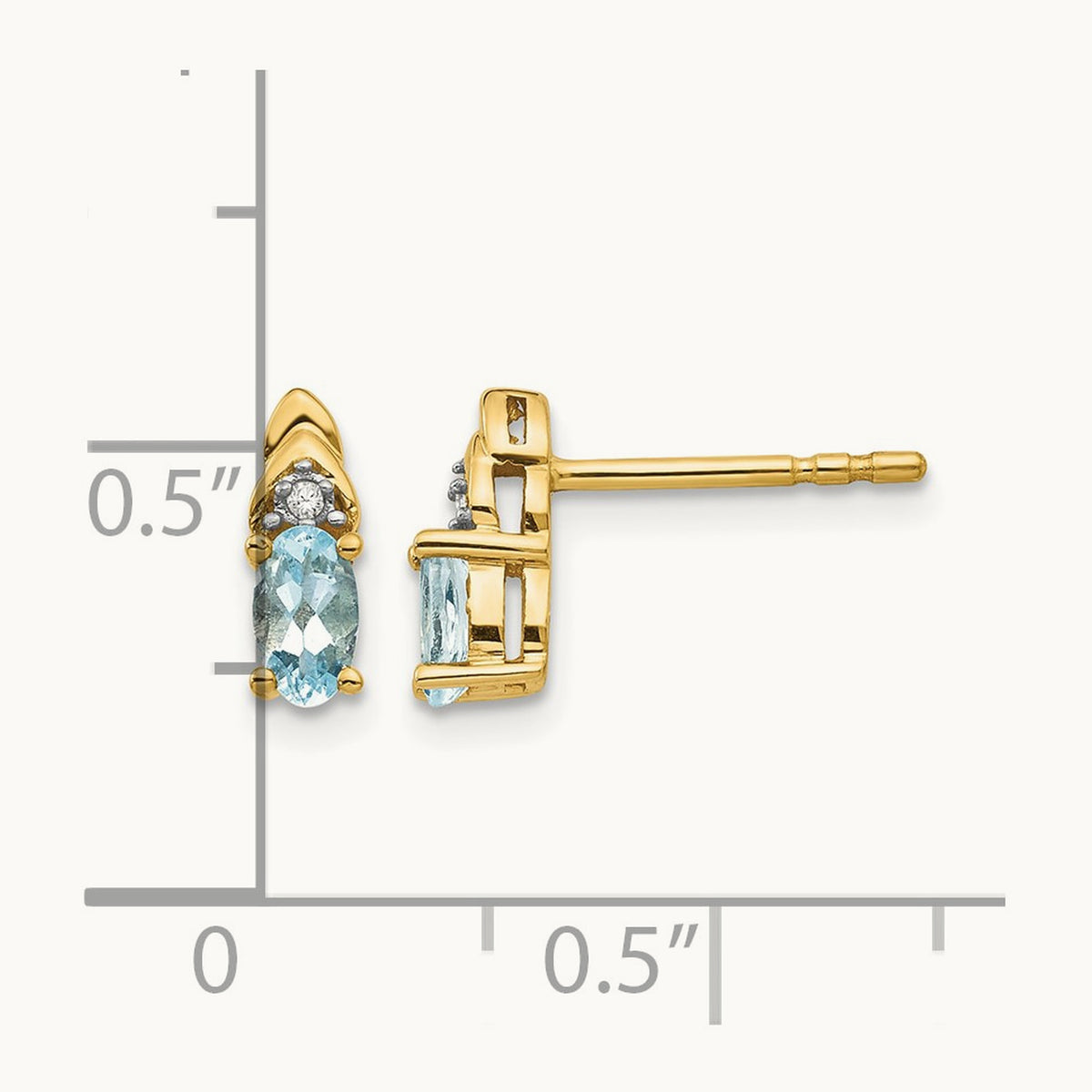 Aquamarine and Diamond Earrings — 9mm