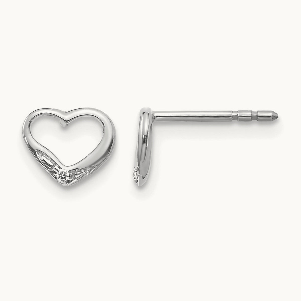 Diamond Heart Post Earrings — photo set
