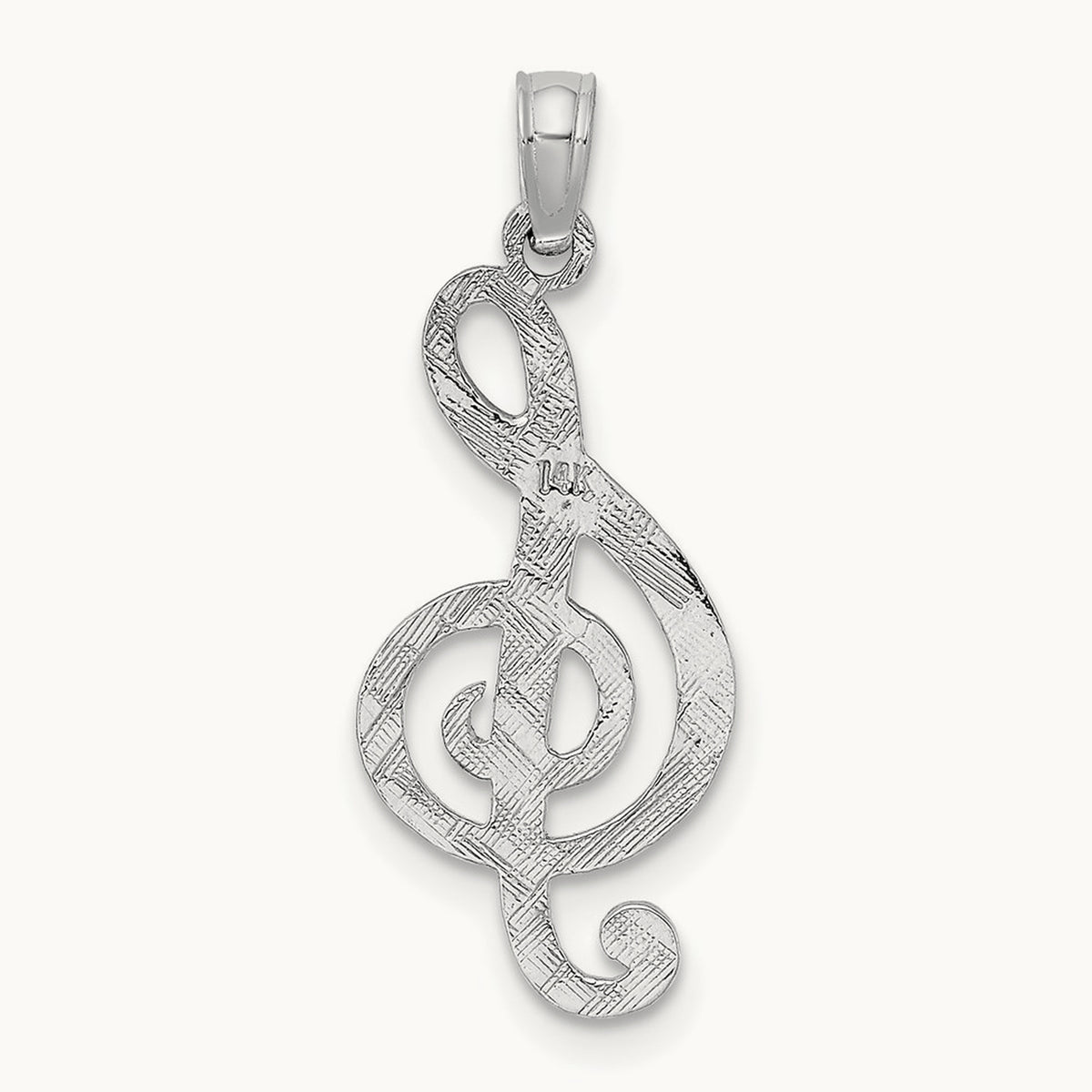 Treble Clef Charm — 14K White Gold, 29.34mm