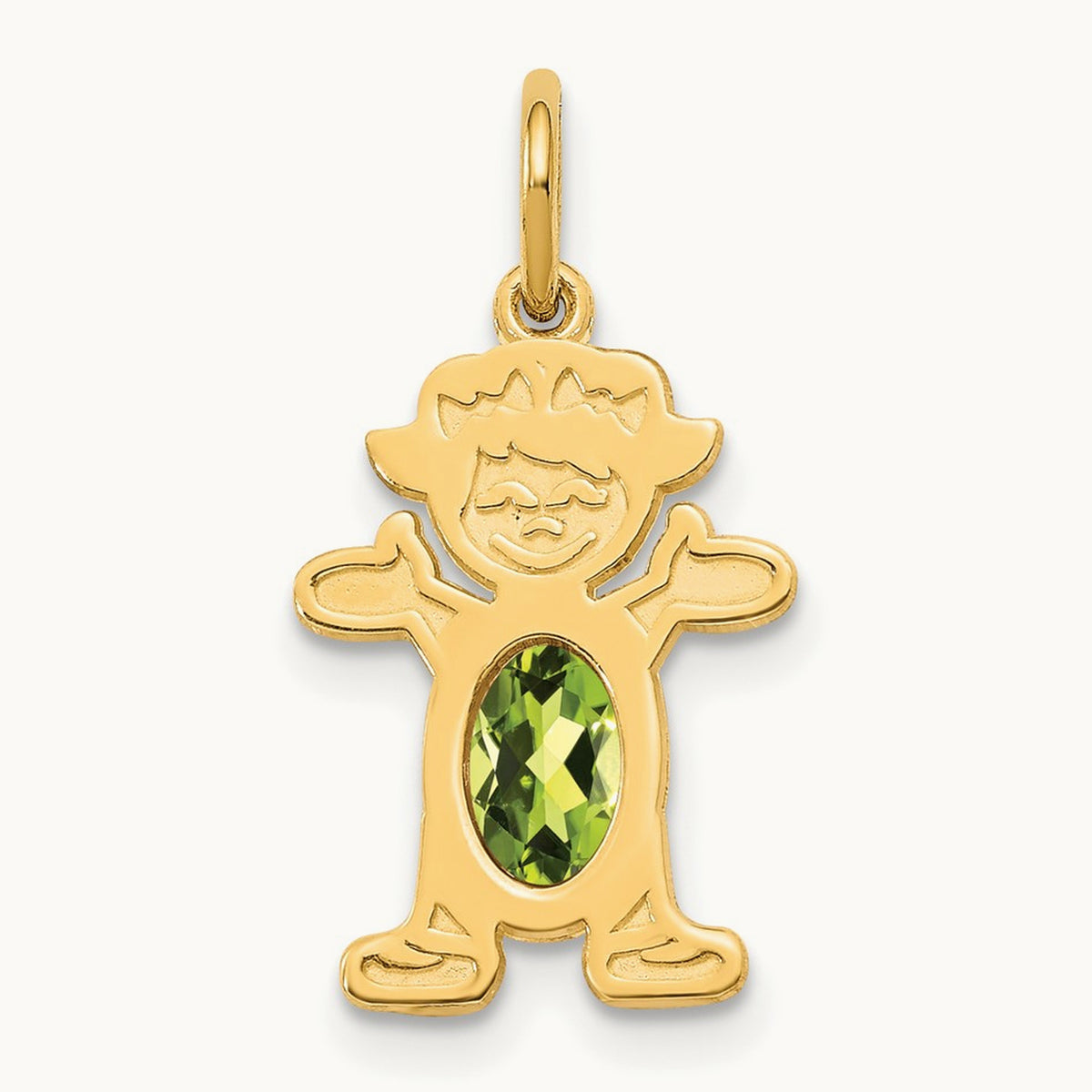 Girl 6x4 Oval Genuine Peridot-August — 14K Yellow Gold