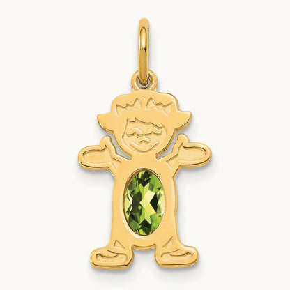 Girl 6x4 Oval Genuine Peridot-August — 14K Yellow Gold