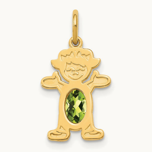 Girl 6x4 Oval Genuine Peridot-August — 14K Yellow Gold