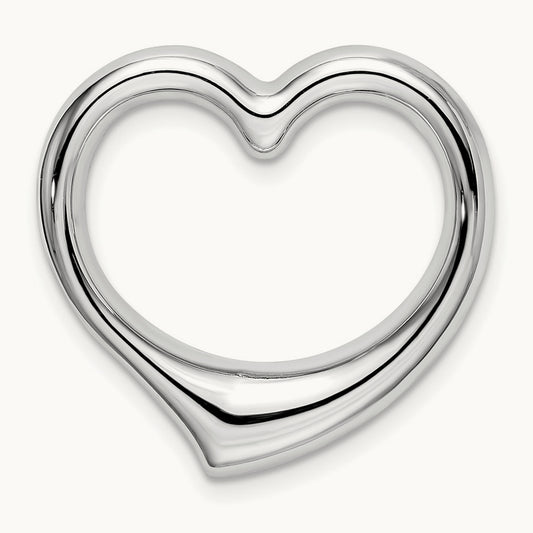 Heart Hollow Pendant Slide, 14K White Gold