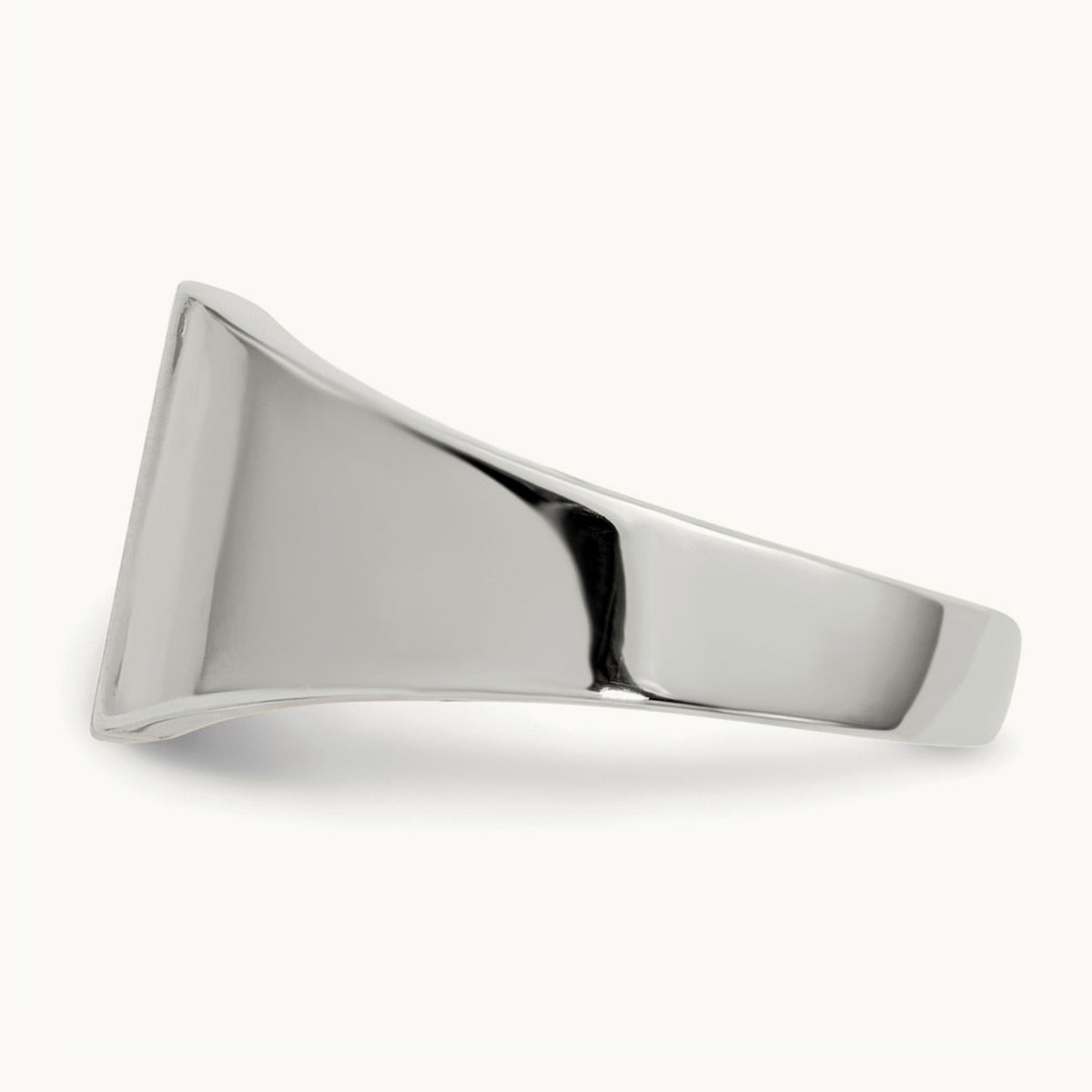 8.5x9. Open Back Signet Ring, 5mm, 14K White Gold