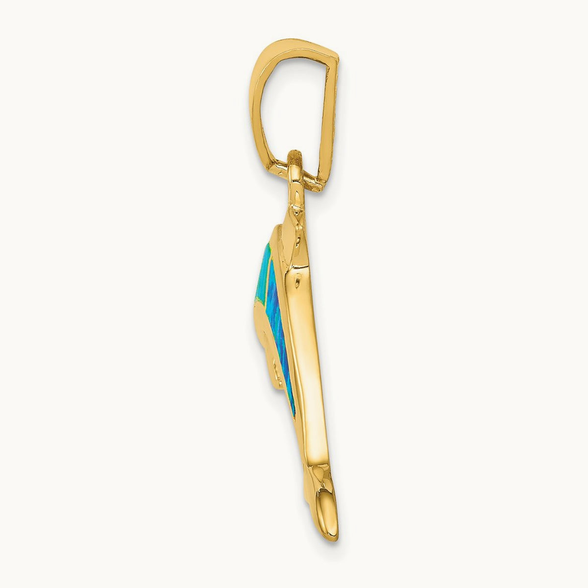 Lab Created Opal Dolphin Pendant — 29mm