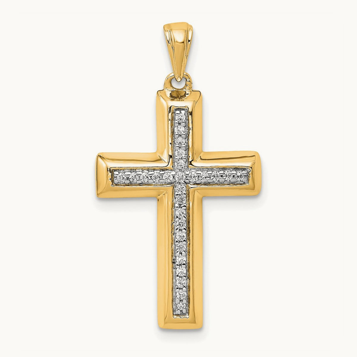 Large Diamond Cross Pendant — 14K Yellow Gold
