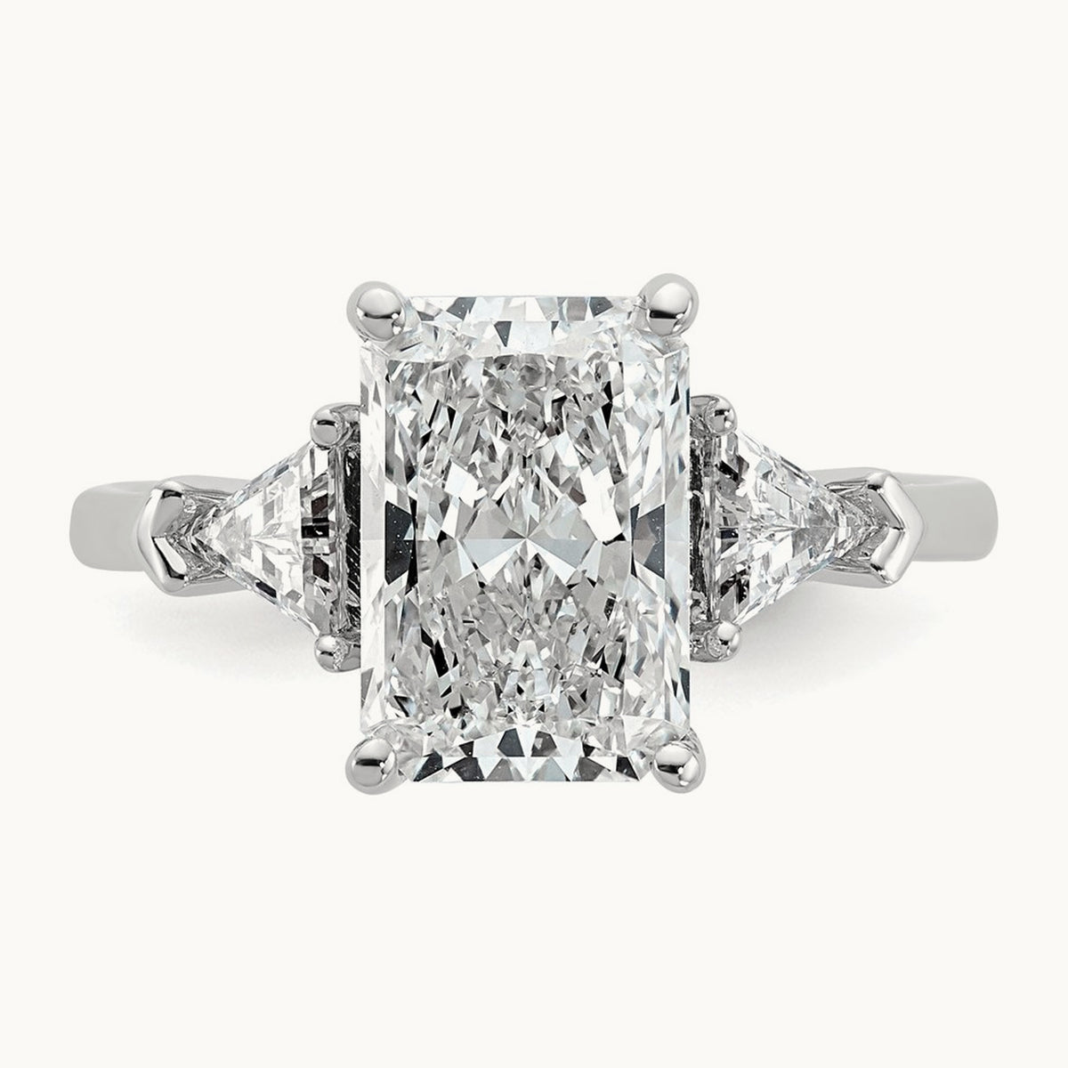 Radiant & Triangle Engagement Ring, 1.25-3.50 ct tw Lab-Grown Diamond — 3 1/8 ct, 14K White Gold