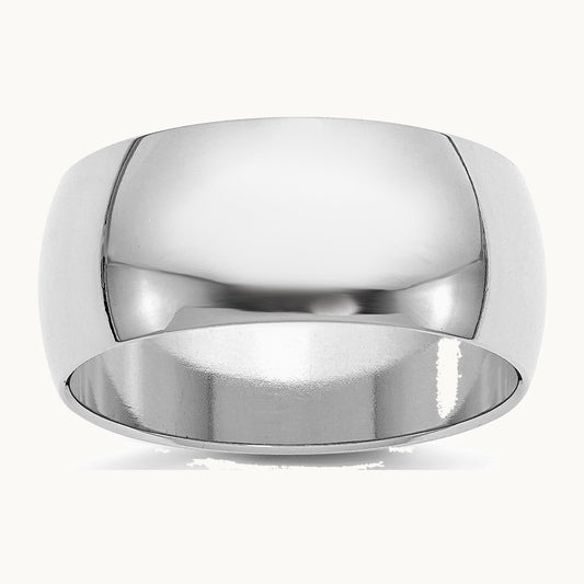 Sterling Silver Rhodium-plated 9mm Half-Round Band