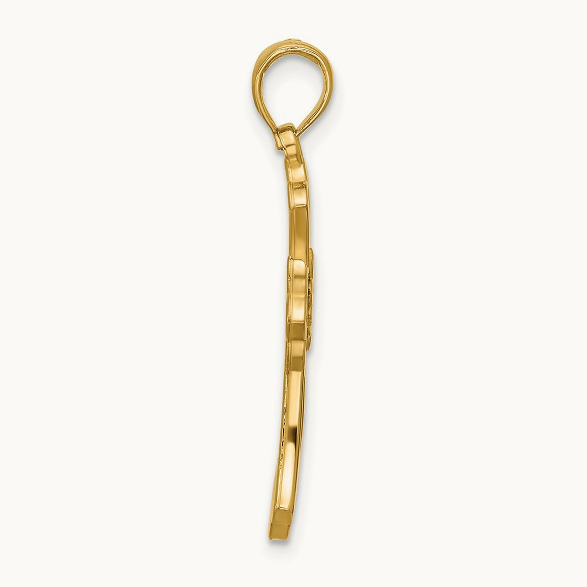 Polished Fleur De Lis Cross Pendant, 14K