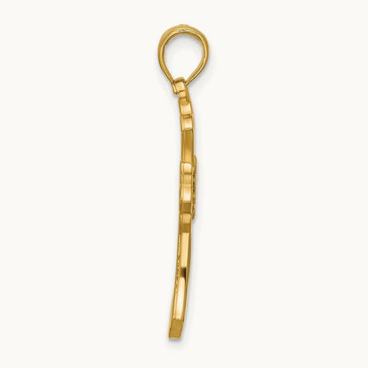 Polished Fleur De Lis Cross Pendant, 14K