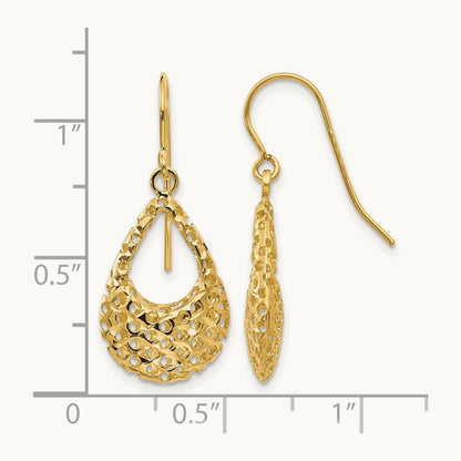 Textured D/C Shepherd Hook Dangle Earrings, 10K — Leslie's