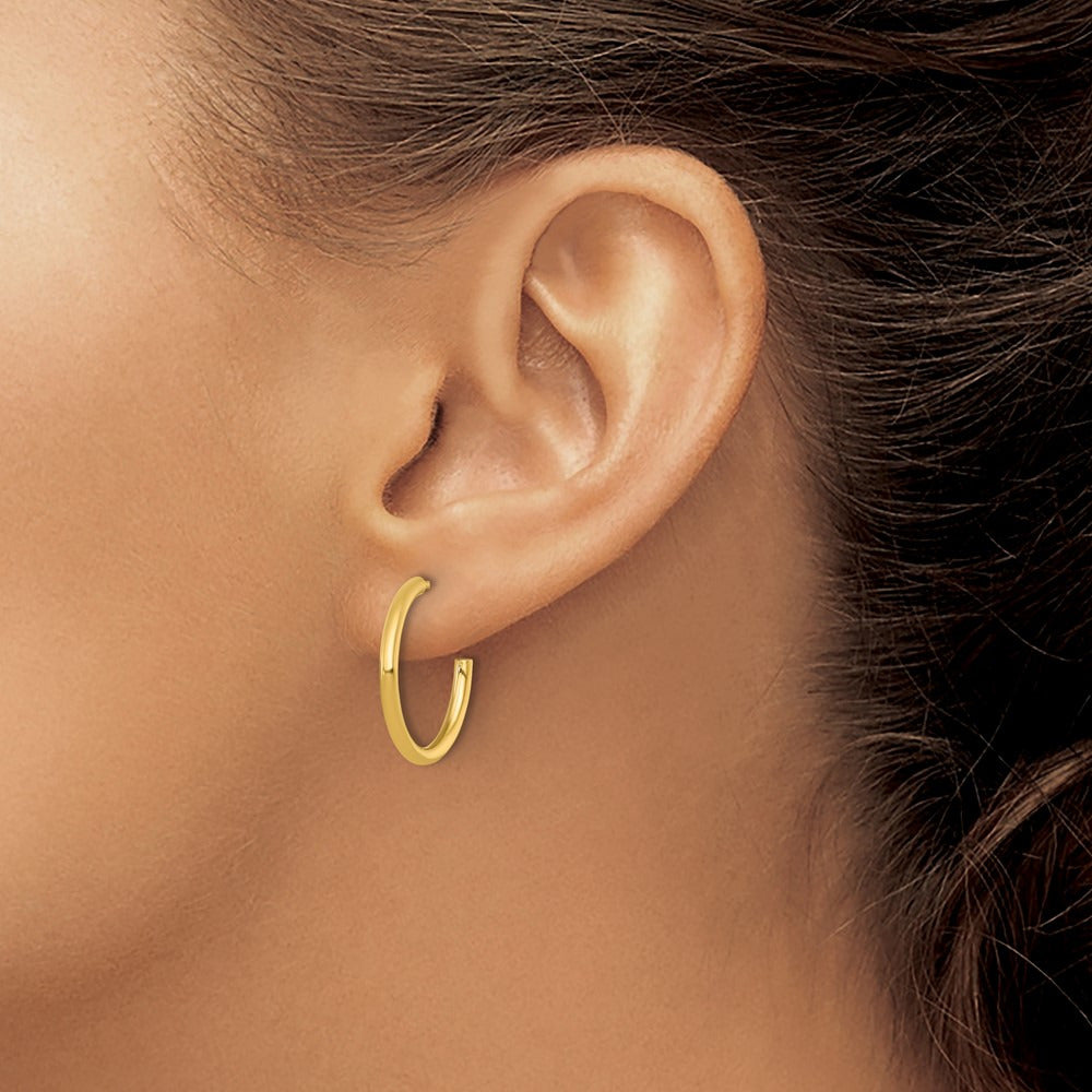 2.0 x Polished Post Hoop Earrings — 14K Yellow Gold