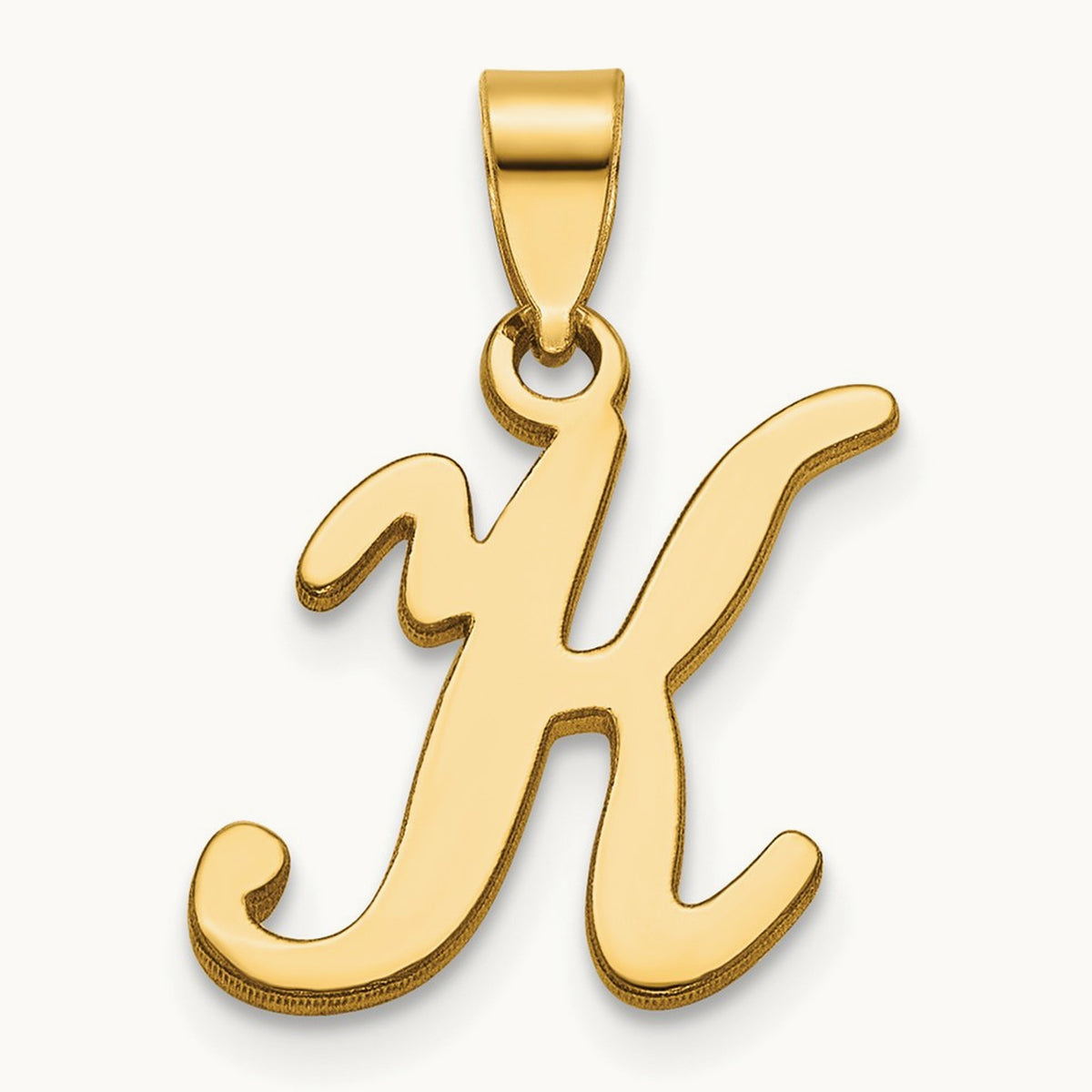 Script Letter K Initial Pendant, 14K Yellow Gold