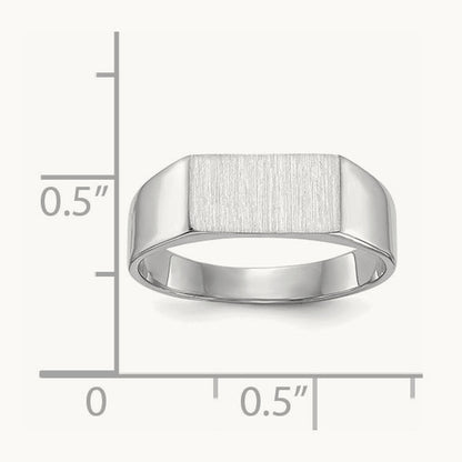 10.5x5. Closed Back Signet Ring, 5mm, 14K White Gold