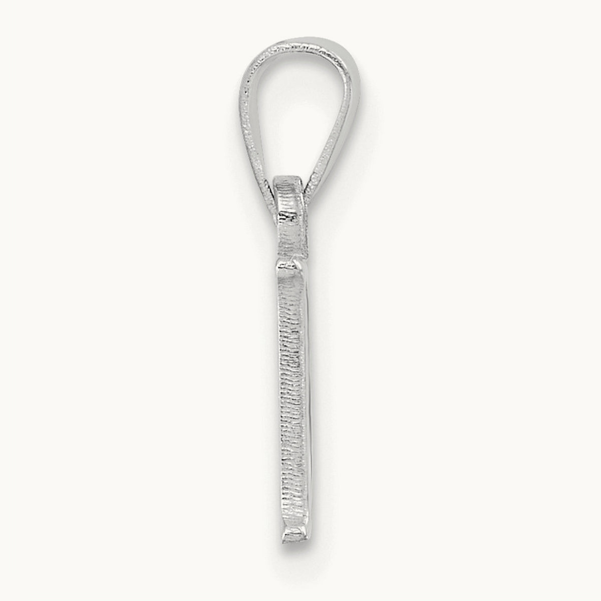 Polished Block Initial Pendant — 14K White Gold, D